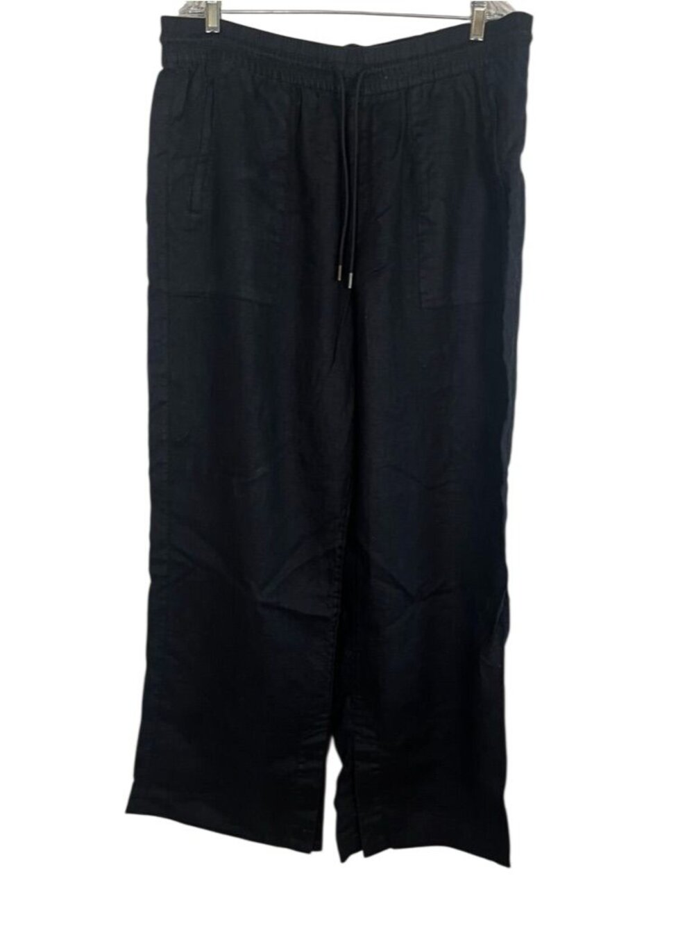 Athleta‎ Linen Wide Leg Pant Black XL Neutral Active Minimalist Classic Chic